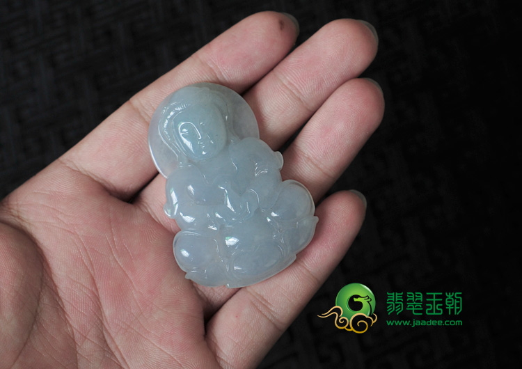 糯冰种缅甸翡翠观音挂件
