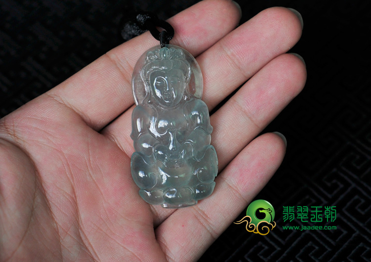 冰种晴水缅甸翡翠观音挂件