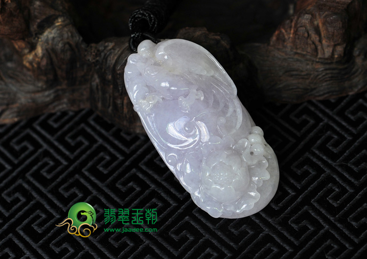 糯冰种紫罗兰缅甸翡翠富贵花开挂件