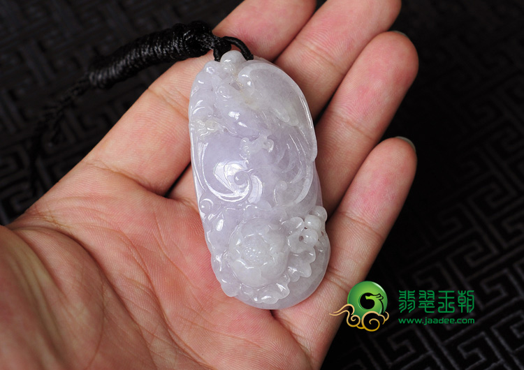 糯冰种紫罗兰缅甸翡翠富贵花开挂件