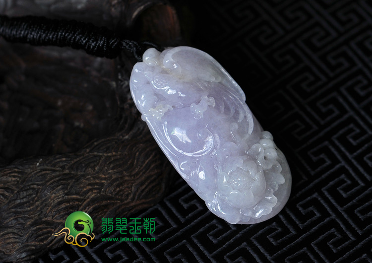 糯冰种紫罗兰缅甸翡翠富贵花开挂件