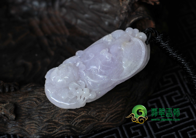 糯冰种紫罗兰缅甸翡翠富贵花开挂件