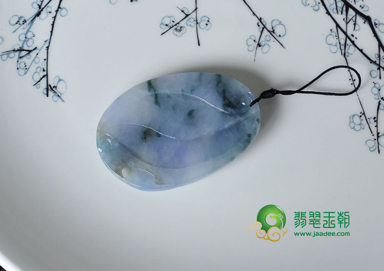 糯冰种紫罗兰飘花缅甸翡翠仿古龙牌挂件