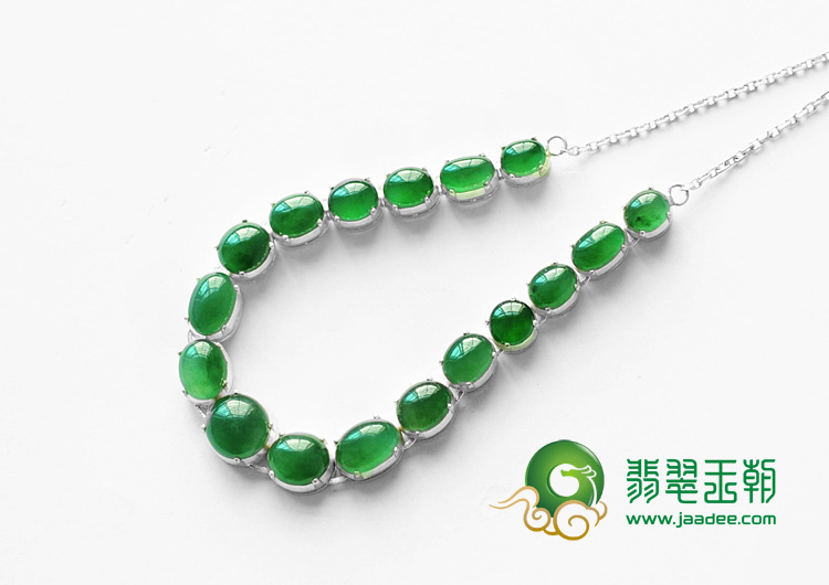 冰种油青缅甸翡翠项链面（共17颗）