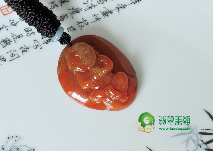 糯冰种红黄翡缅甸翡翠天使挂件