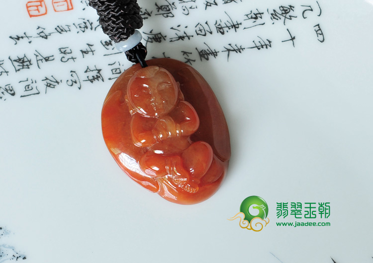 糯冰种红黄翡缅甸翡翠天使挂件