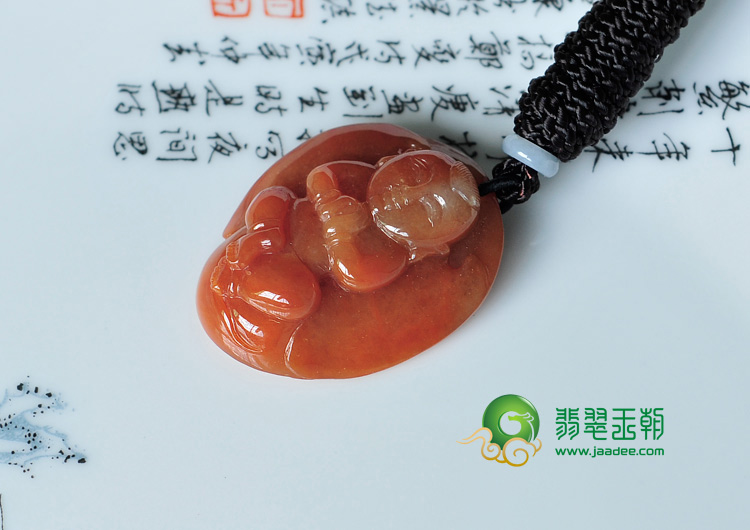 糯冰种红黄翡缅甸翡翠天使挂件