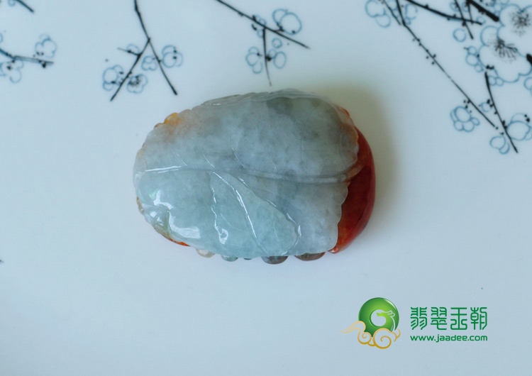 糯冰种红翡缅甸翡翠富贵双喜挂件