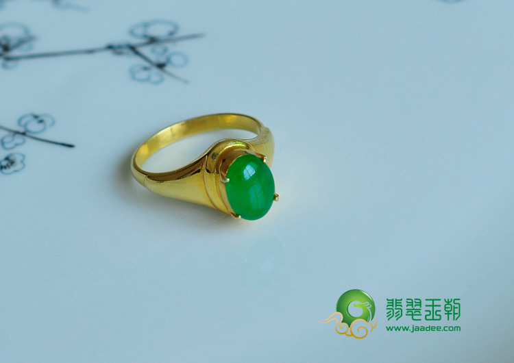 冰种阳绿满绿缅甸翡翠戒面