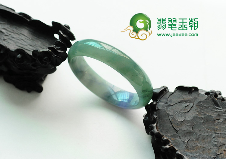 冰种蓝水带春缅甸翡翠手镯（54mm）
