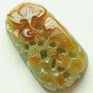 糯冰种黄翡缅甸翡翠花花如意挂件