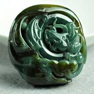 糯冰种蓝晴带黄翡缅甸翡翠龙凤挂件