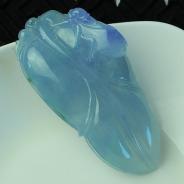 冰种紫罗兰略飘花缅甸翡翠叶子挂件