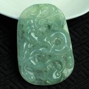 冰种飘花缅甸翡翠龙牌挂件