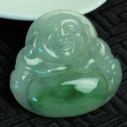 冰种阳绿缅甸翡翠玉佛挂件