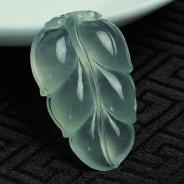 冰种缅甸翡翠叶子挂件