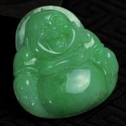糯冰种满绿缅甸翡翠玉佛挂件