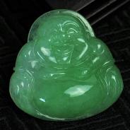 糯冰种满绿缅甸翡翠玉佛挂件