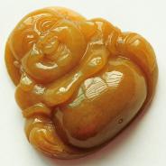 糯冰种黄翡缅甸翡翠玉佛挂件