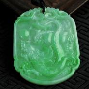 糯冰种翠色缅甸翡翠龙马精神挂件