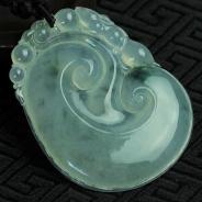 冰种飘花缅甸翡翠如意挂件