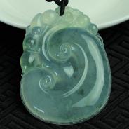 冰种飘花缅甸翡翠如意挂件