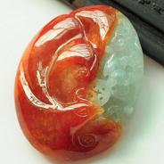 糯冰种红翡缅甸翡翠大展鸿图挂件