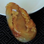 冰种黄翡缅甸翡翠鸟语花香挂件