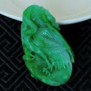 细糯种翠绿缅甸翡翠松鹤延年挂件