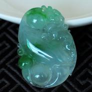 冰种翠色缅甸翡翠如意寿挂件