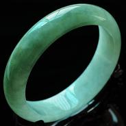 糯冰种蓝晴水缅甸翡翠手镯(63.2mm)
