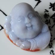 细糯种紫罗兰红翡缅甸翡翠佛头挂件