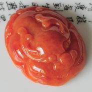 细糯种红翡缅甸翡翠龙头挂件