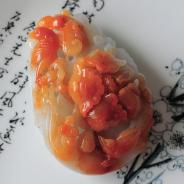 细糯种红翡缅甸翡翠富贵双喜挂件