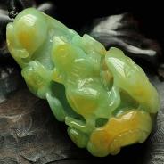 糯冰种三彩缅甸翡翠代代富挂件