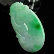 糯冰种翠色缅甸翡翠如意寿挂件