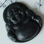 冰种墨翠缅甸翡翠玉佛挂件