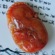 糯冰种红黄翡缅甸翡翠龙行如意挂件