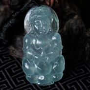 冰种晴水缅甸翡翠观音挂件