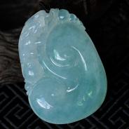 糯冰种淡晴水缅甸翡翠如意寿挂件