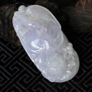 糯冰种紫罗兰缅甸翡翠富贵花开挂件