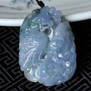 糯冰种紫罗兰飘花缅甸翡翠英明神武挂件