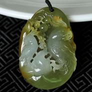 冰种黄翡缅甸翡翠英明神武挂件