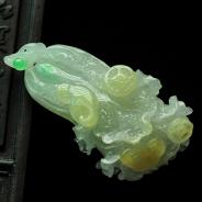 冰种三彩缅甸翡翠白菜挂件