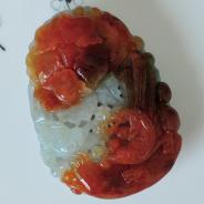 糯冰种红翡缅甸翡翠富贵双喜挂件