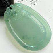 冰种飘花缅甸翡翠福在眼前挂件