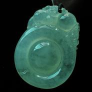 冰种晴水缅甸翡翠福在眼前挂件