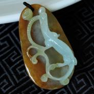 糯冰种黄翡缅甸翡翠螭龙挂件