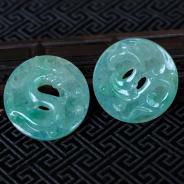 冰种晴水飘翠缅甸翡翠龙凤对佩（一对）