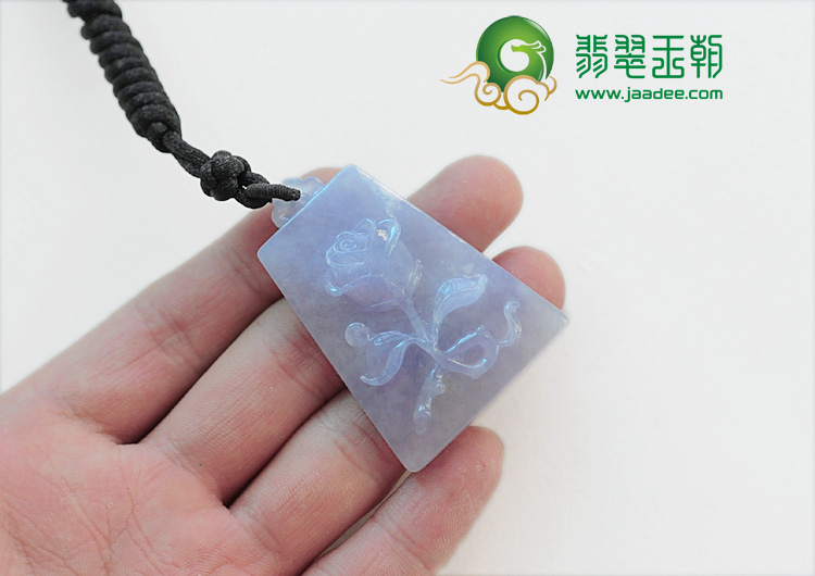 冰种紫罗兰缅甸翡翠玫瑰挂件